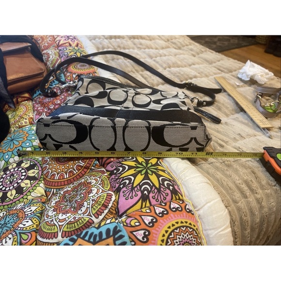 Coach M0920-F13674MediumCrossbody Black silverJacquard&LeatherTrim - Picture 10 of 11